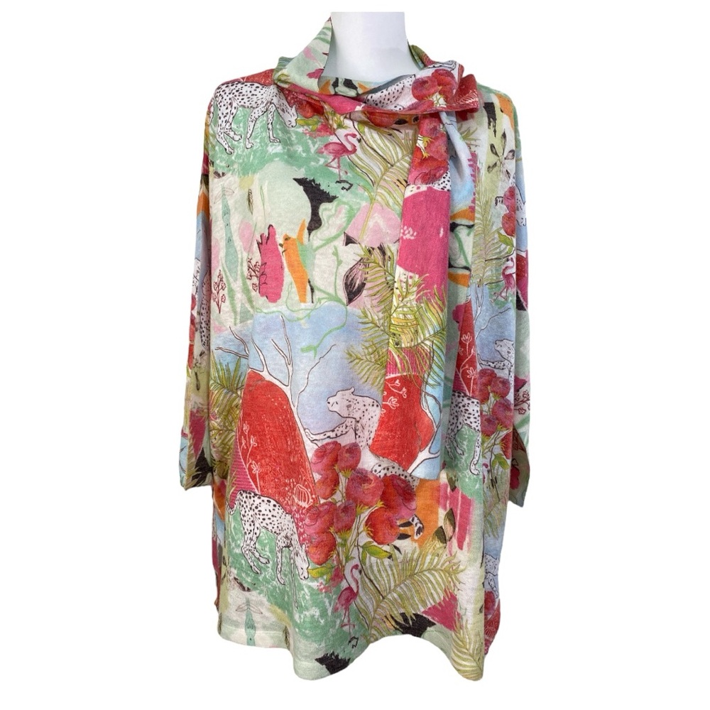 Atelier 5 by Gozde Yilmaz Tunic Size‎ XL Art to Wear Lagenlook Colorful Jungle